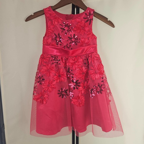 Rare Edition Fuschia Magenta Pink Girls Christmas Valentine's Dress  Ribbon 4T - Picture 2 of 12